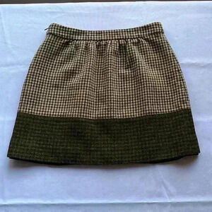 EUC J Crew Black Label Y2K 90s Lambs Wool Mini Skirt Plaid Preppy Brown Sz 6